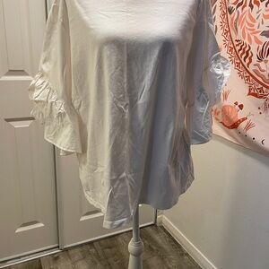 Banana Republic White Blouse with Ruffled Sleeves